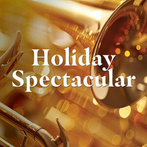 The words Holiday Spectacular over a colorful background